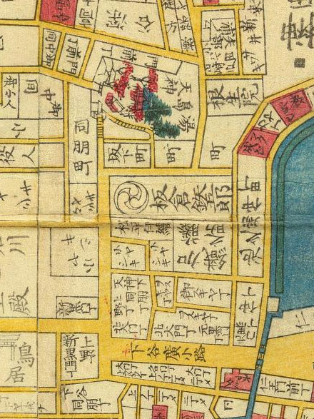 安政の頃の広小路から湯島天神地図