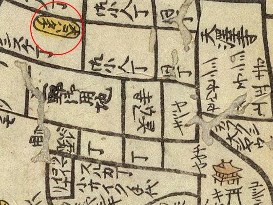 1748年の「大根畑」周辺地図