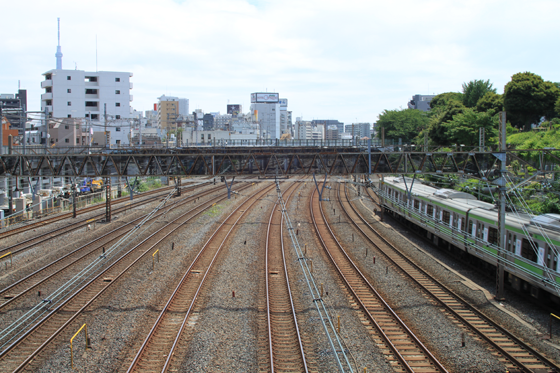 芋坂跨道橋からの眺め